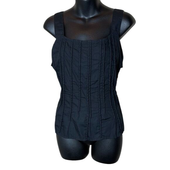Krista Larson women’s textured black tie back corset look goth tank top one size - Picture 1 of 6
